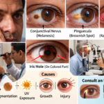Find causes and treatment options for brown spot on eyeball in adults