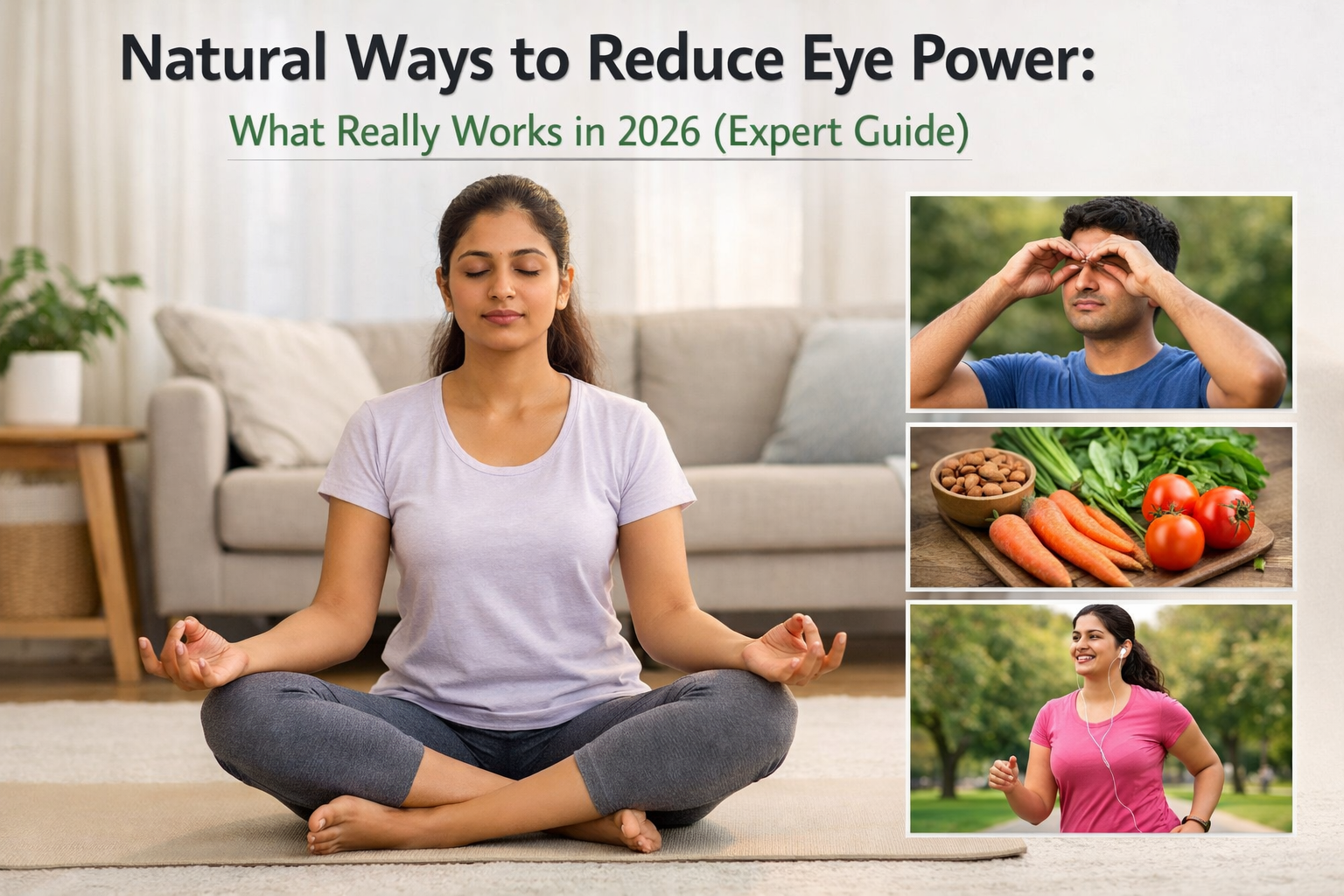 Find natural ways and eye exercises to reduce eye power and improve vision.