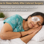 Find safe sleeping position after cataract surgery for faster eye recovery.