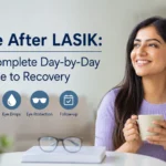 Patient smiling after LASIK eye surgery recovery consultation in Pune